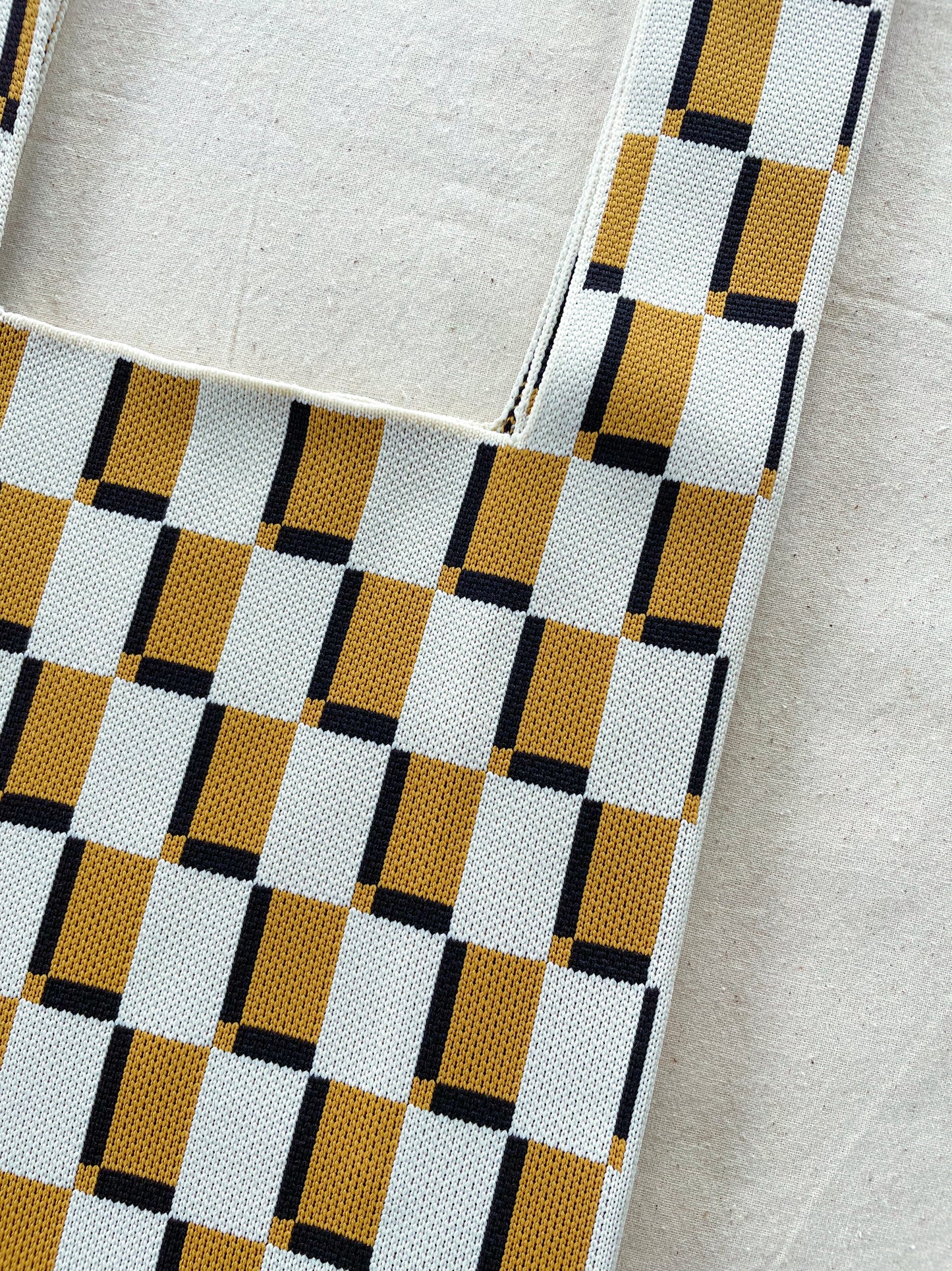 Bag plaid yellow and white- medium