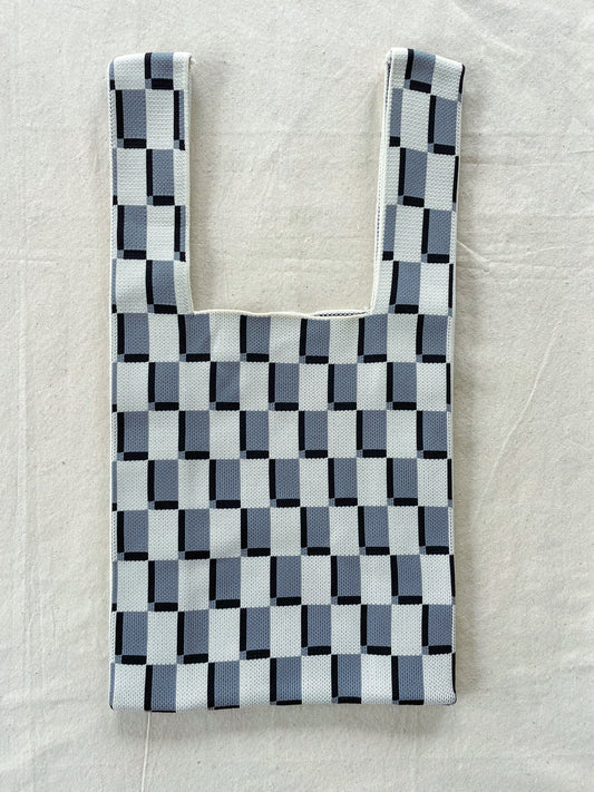 Bag plaid grey and white- medium