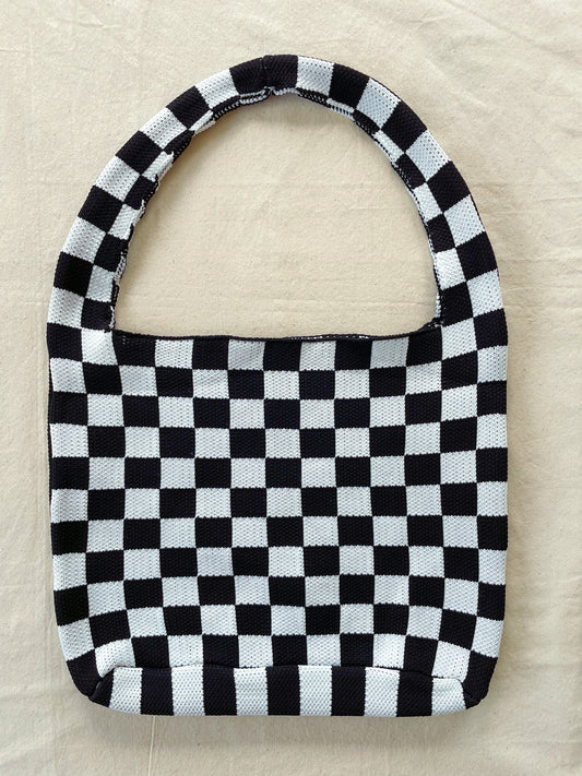 Bag plaid white and black