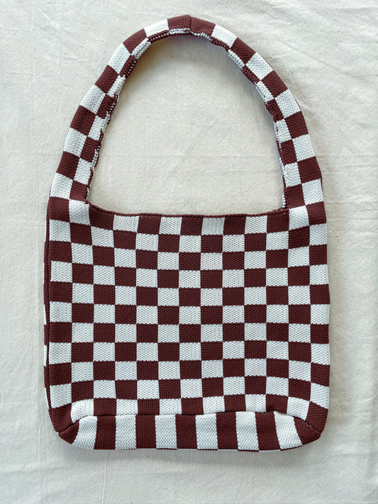 Bag plaid white and brown