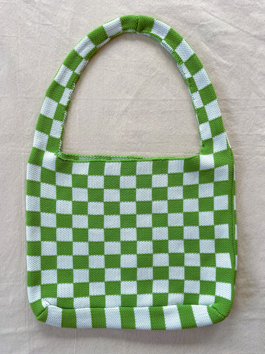 Bag plaid white and green