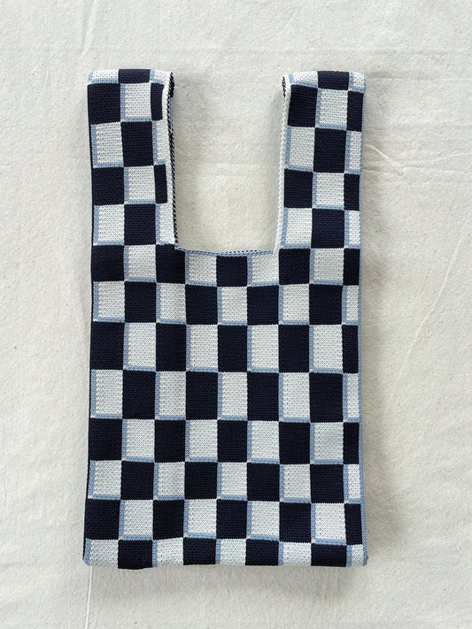 Bag plaid black and white- small