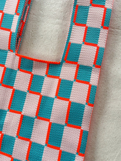 Bag plaid pink and blue-small