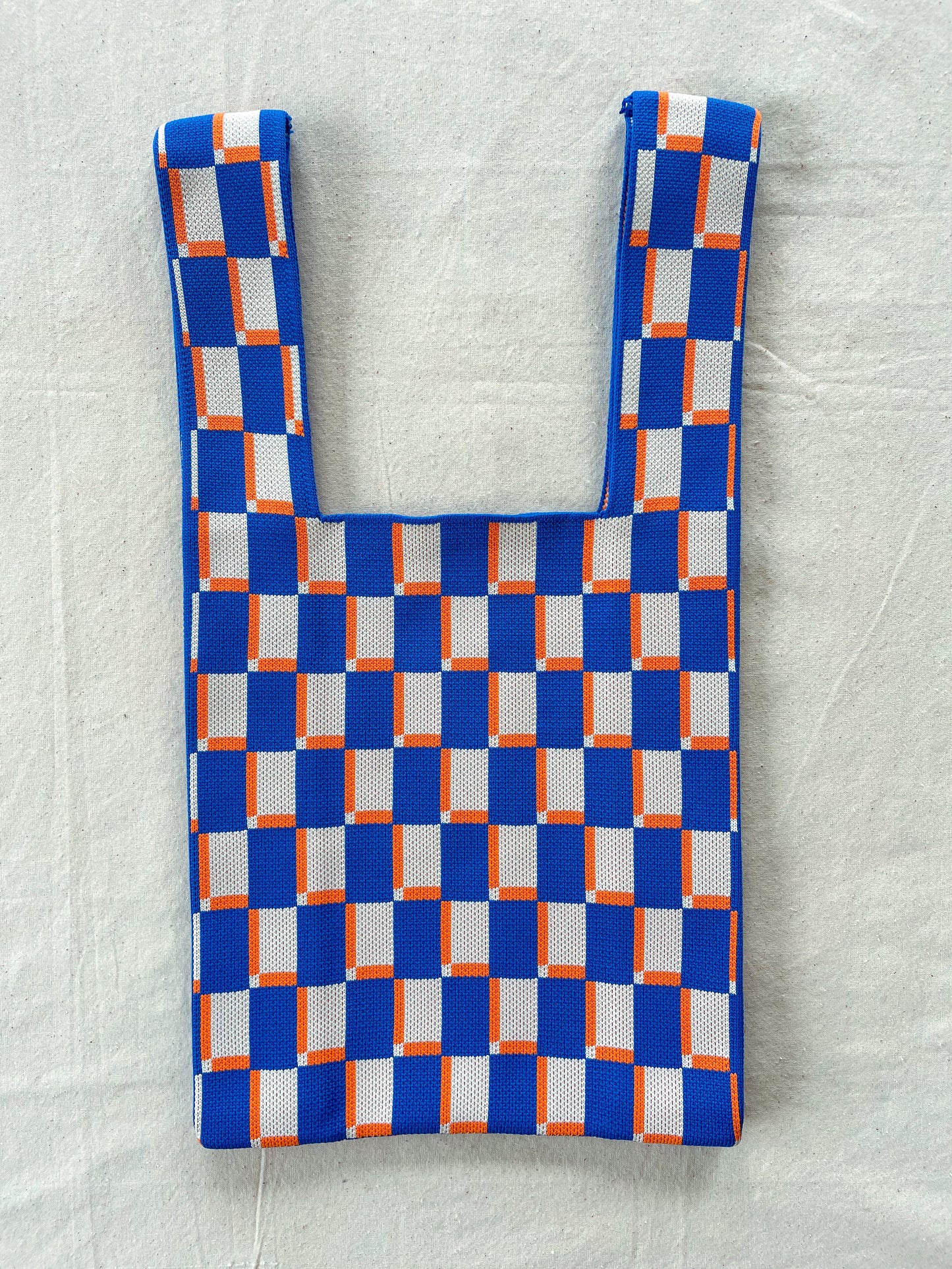 Bag plaid blue and orange- medium